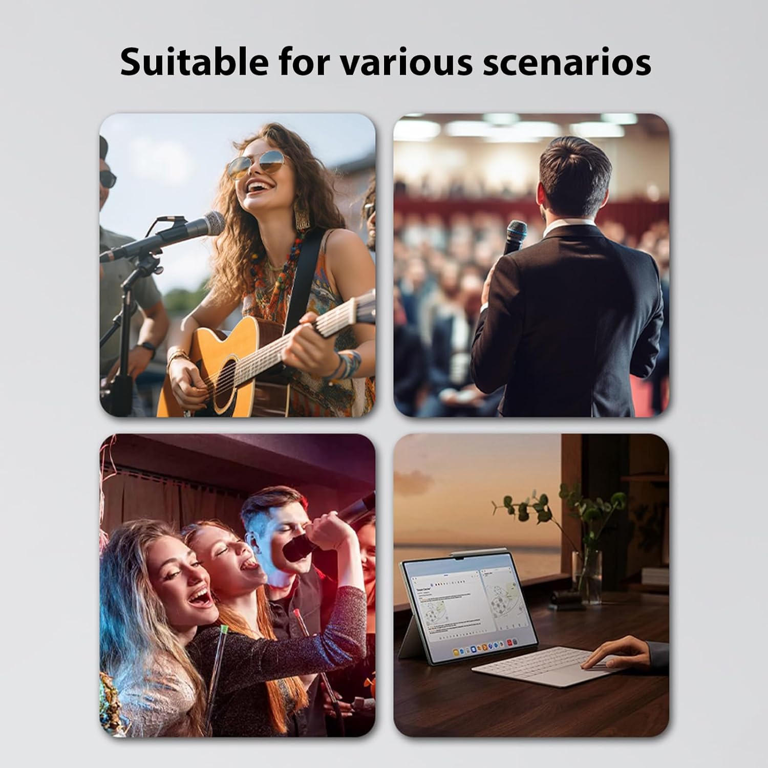 Streaming-Equipment - Adjustable Microphone Stand for Podcasting and Live Performances, Sturdy Microphone Boom with Dual Device Mount for Streamers and Speakers, Iron Plastic, Black, 8 Piece Set – Bild 2