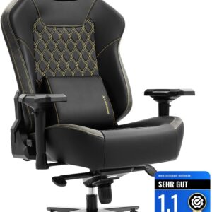 Gaming Chairs – Dowinx Gaming Chair, Office Chair, 200 kg Load Capacity, Ergonomic Executive Chair with 4D Armrests and Lumbar Support, Height Adjustable for Gamers Esport, Black