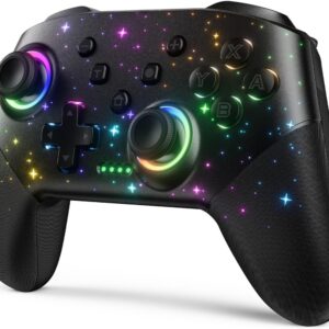 Gaming Consoles & Controllers – VOYEE Wireless Controller, Compatible with Switch/Lite/OLED/PC Windows, Programmable 1000 mAh Pro Controller with RGB LED Star Light, One Key Combination Wake Up Turbo Movement Vibration