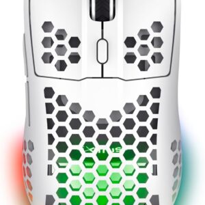 Gaming Tastatur & Maus – Trust Gaming GXT 928 Helox Kabellose Gaming Maus, Ultraleichte Maus 75g, 80h Dauerbetrieb, 2,4-GHz-Mikro-USB-Empfänger, Einstellbare DPI (800-4800), 6 Programmierbare Tasten, Gaming PC MMO – Weiß