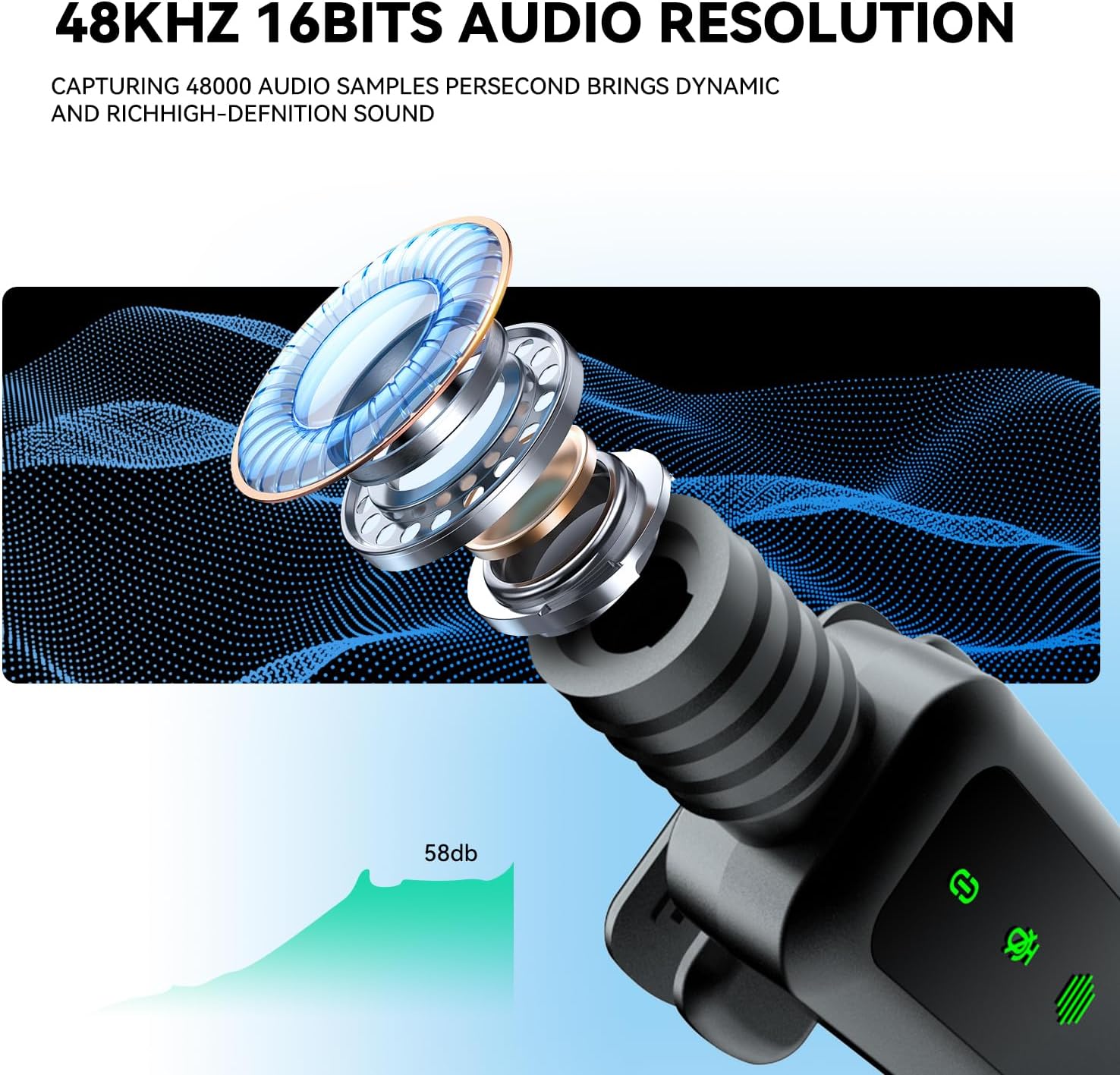 Streaming-Equipment - Wireless Lavalier Microphone Upgraded, Equipped with digital power display, for iPhone/Android/iPad/Computer, for Video Recording, Tiktok, Youtube, Vlog, Clip on Mic With Noise Reduction – Bild 6