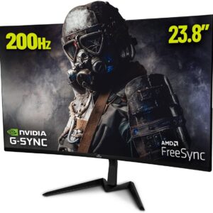 Gaming PC & Gaming Monitors – YEYIAN Sigurd – 23.8 Inch Curved Gaming Monitor Full HD 200Hz, 1ms, AMD FreeSync & NVIDIA G-Sync Compatible, 96% sRGB, HDMI/DisplayPort, Integrated Speaker, VESA, Black