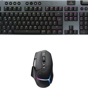 Gaming Tastatur & Maus – Logitech G G915 X LIGHTSPEED Low Profile Wireless Gaming Keyboard, Double Shot PBT Keycaps, GL Brown Tactile, PC/Mac, DEU QWERTZ & G502 X PLUS LIGHTSPEED Wireless RGB Gaming Mouse – Black