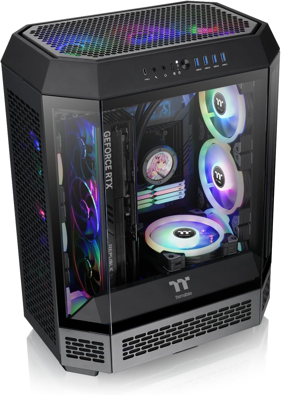 Gaming PC & Laptops - Thermaltake The Tower 600 Mid Tower Chassis, Hidden Connector, Black – Bild 7