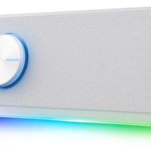 Gaming PC & Gaming Monitors – Trust Gaming GXTrust 1619W Rhox PC Soundbar with RGB Lighting 12W (6W RMS), Stereo Computer Boxes, USB Powered, 3.5 mm AUX Port, Small PC Speaker for Desktop TV Laptop, White