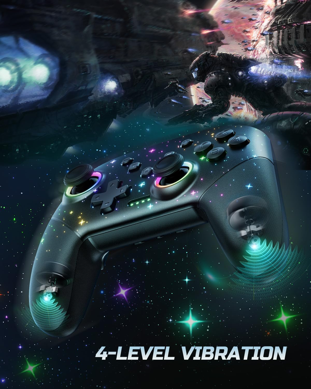 Gaming Consoles & Controllers - VOYEE Wireless Controller, Compatible with Switch/Lite/OLED/PC Windows, Programmable 1000 mAh Pro Controller with RGB LED Star Light, One Key Combination Wake Up Turbo Movement Vibration – Bild 3