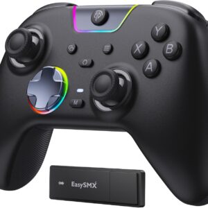 Gaming Consoles & Controllers – EasySMX X05PRO Wireless Controller PC, Gaming Controller with Quiet Buttons, 2-Stage Tigger, Hall Joysticks, 2 Programmable Buttons, 1000 mAh Battery, Compatible with PC/Switch/Android/iOS, Black