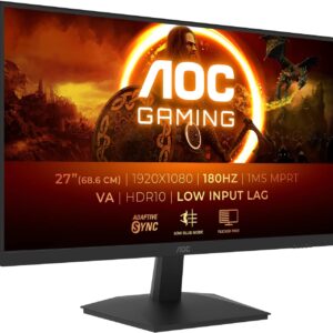 Gaming PC & Gaming Monitors – AOC Gaming 27G15N – 27 Inch Full HD Monitor, 180 Hz, 1ms, Adaptive Sync (1920 x 1080, 1 x HDMI 2.0, 1 x DisplayPort 1.4) Black