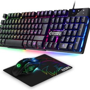 Gaming Tastatur & Maus – EMPIRE GAMING – 3-in-1 Pack MK800 – Tastiera Gaming QWERTY Italiana RGB 105 Tasti 19 Tasti Anti-Ghosting – Gaming Mouse RGB Ergonomico 2400 DPI – Tappetino per Mouse – PC PS4 PS5 Xbox One/Series Mac