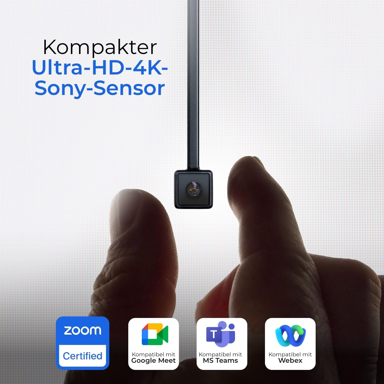 Webcam - Pro 4K HD Webcam mit Mikrofon und Sichtschutzklappe, Augenkontakt-Webcam, Plug&Play mit automatischer Lichtkorrektur, Laptop-PC-Kamera für Video-Streaming, Konferenzen – Bild 5