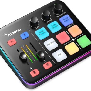 Streaming-Equipment – MAONO G1 Neo Audio Mixer, RGB PC Mixer for Streaming, XLR Interface with 48 V Phantom Power, DIY Sound Effects, Volume Control, Mute Button, Noise Cancellation, Recording, Vocals