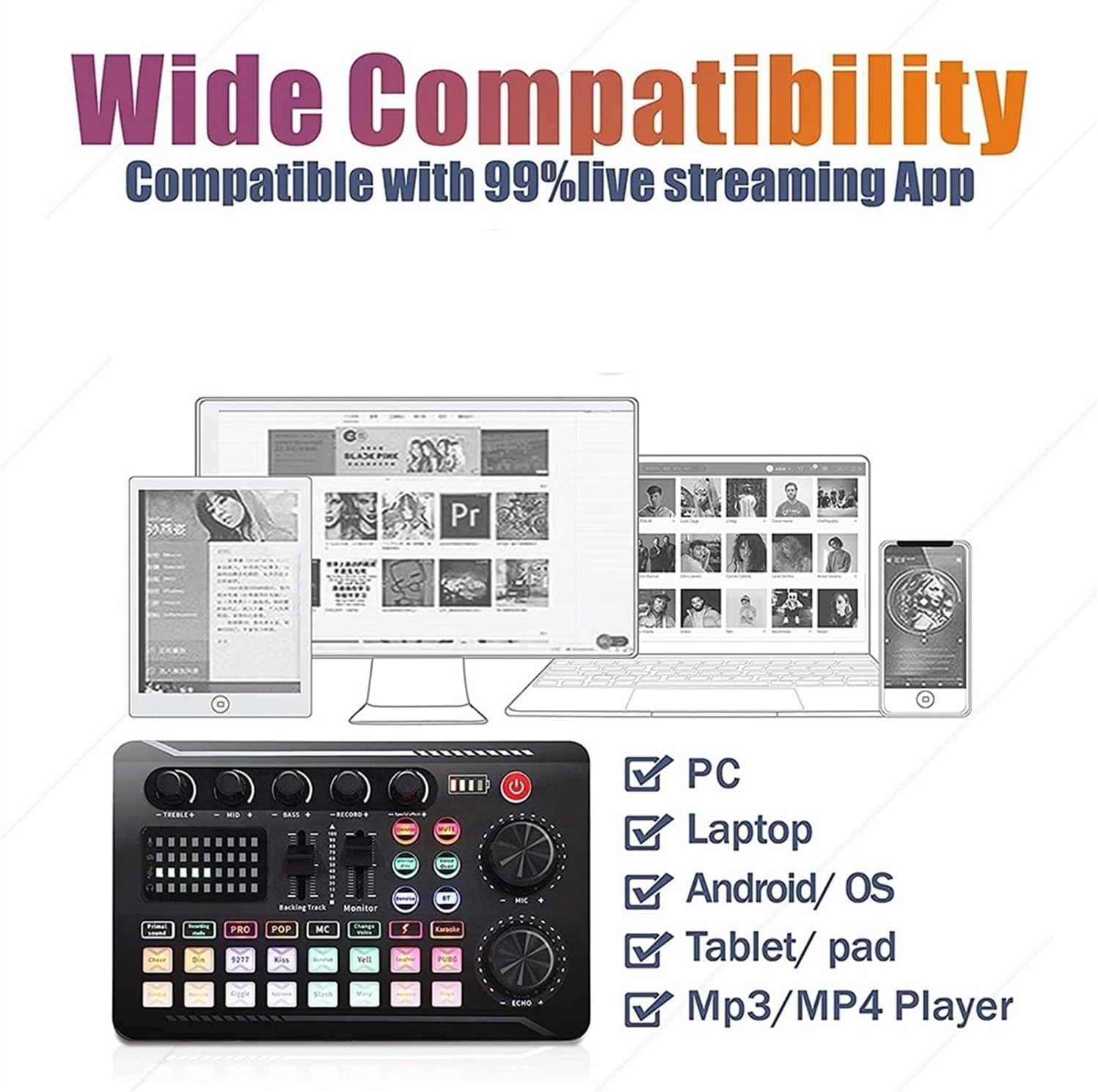 Streaming-Equipment - Sound Card Kit, Podcast Equipment Pack, Sound Card Microphone (120KHz/24Bit) and Professional Audio Mixer for Streaming Gaming – Bild 2