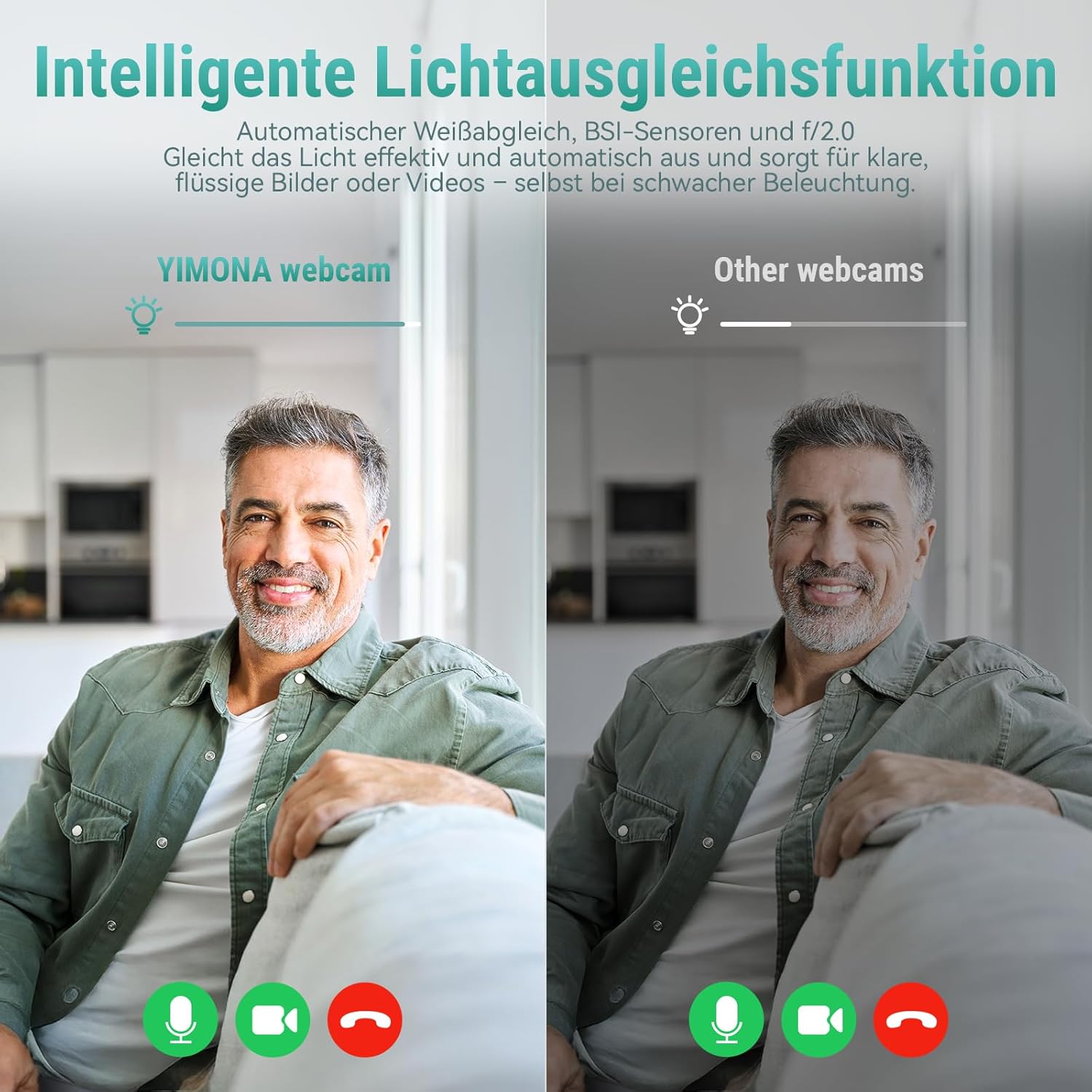 Streaming-Equipment - 2K Full HD Webcam with Lens Cover 30fps, 85° Wide Angle, USB, Dual Microphone, Fixed Focus, Exposure Compensation, Noise Reduction, Compatible with Windows, Mac OS, Linux and More – Bild 3