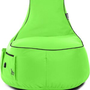 Gaming Chairs – BuBiBag Gaming Bean Bag for Gaming with Connection and Pockets, Holder, Gamer Chair for Children and Adults, Beanbag Indoor and Outdoor – JokerBag (Kiwig Green)