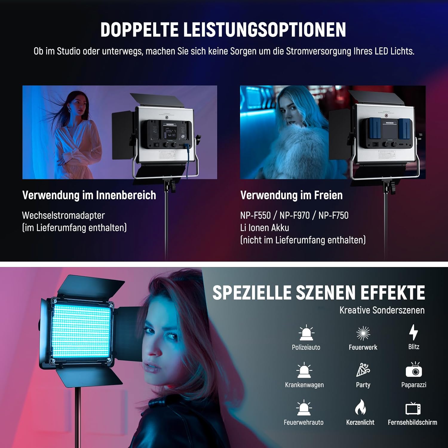 Streaming-Equipment - NEEWER Upgraded RGB LED Studio Video Light with Tripod Stand, App Control 50W 7000Lx CRI97+ 3200-5600K Dimmable Panel Key Light Set for Game Streaming, YouTube Recording, Photography, RGB660 PRO II – Bild 7