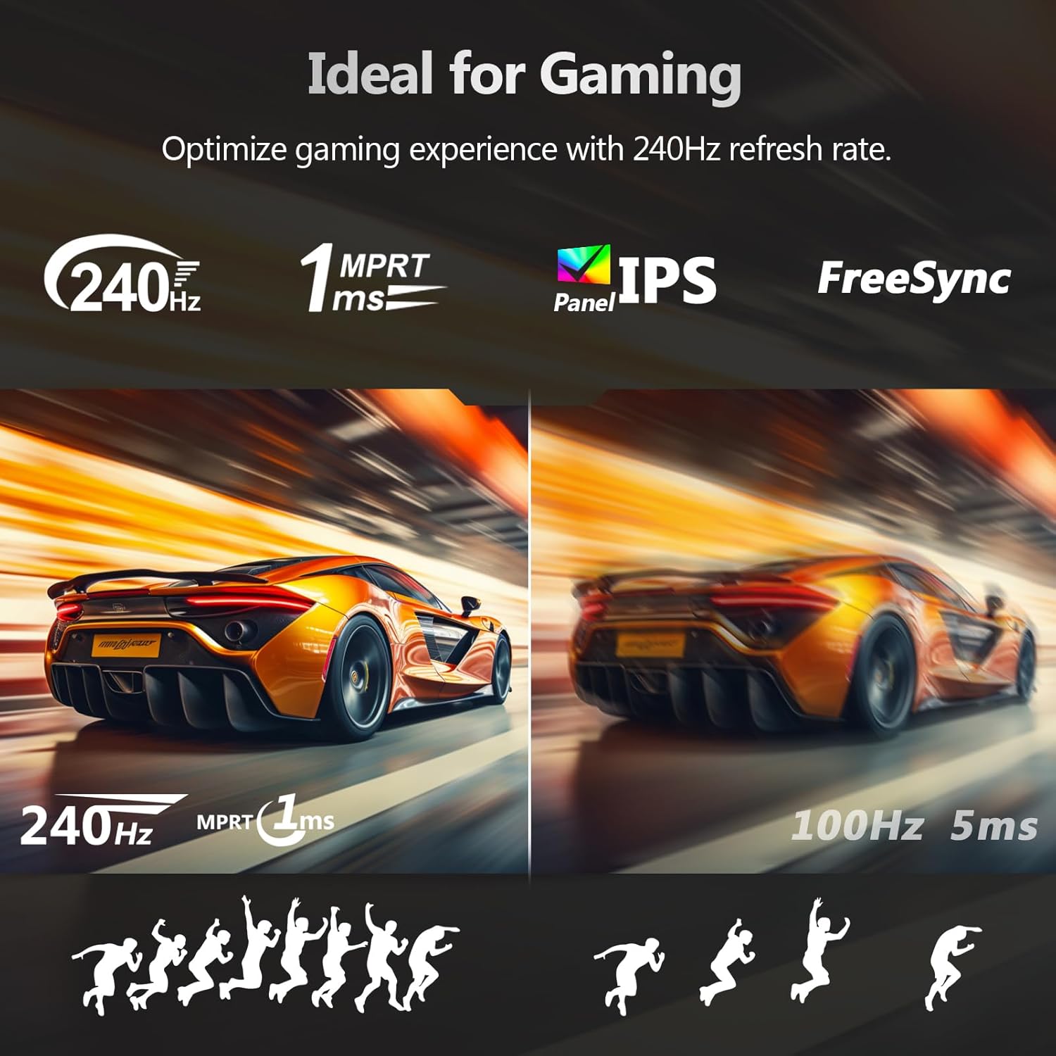 Gaming PC & Gaming Monitors - Z-Edge 24 Inch 240Hz Gaming Monitor 1ms MPRT Full HD IPS Panel, 350cd/m² Brightness, HDR10, FreeSync, HDMI & DisplayPort, VESA Compatible - Black – Bild 2