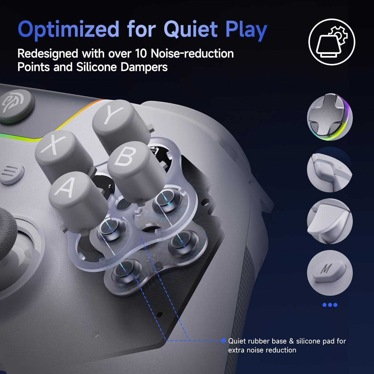 Gaming Consoles & Controllers - EasySMX X05PRO Wireless Controller PC, Gaming Controller für PC mit leise Tasten, 2-stufige Tigger, Hall Joysticks, 2 programmierbare Tasten, 1000mAh Akku, Kompatibel mit PC/Switch/Android/iOS-Weiß – Bild 2