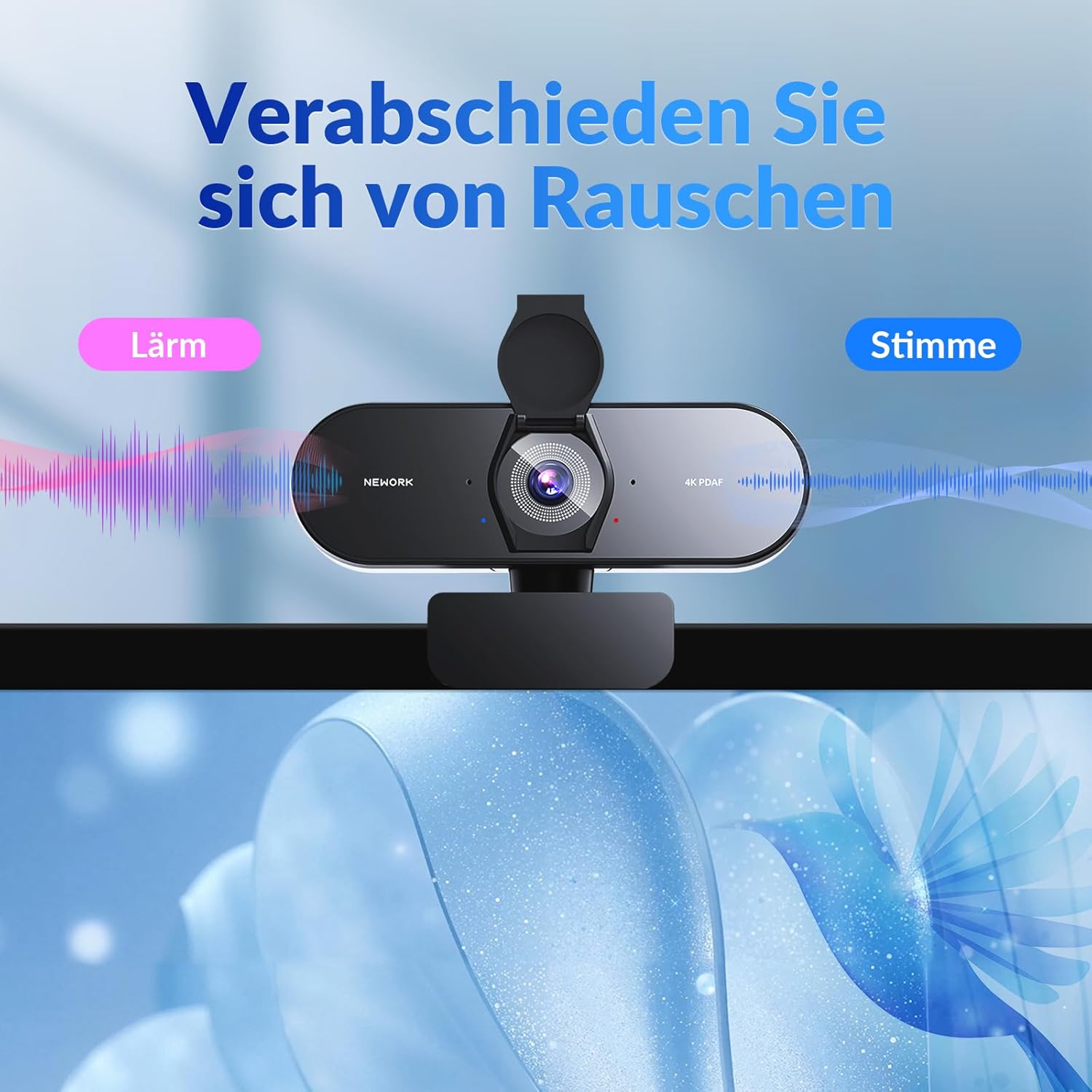 Webcam - 4K Webcam with PDAF & CDAF Dual Auto Focus, Ultra HD 4K, 2 Noise Reduction Microphones, Automatic Light Correction, USB-A, Privacy Cover, Streaming for PC/Mac/Laptop – Bild 5