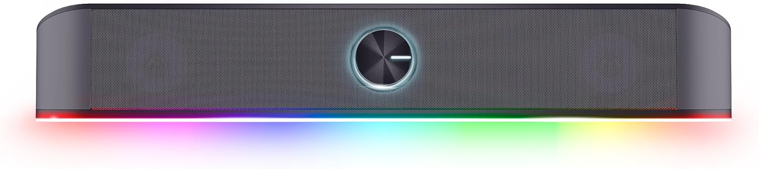 Gaming PC & Gaming Monitors - Trust Gaming GXT 1619 Rhox PC Soundbar mit RGB Beleuchtung 12W (6W RMS), Stereo Computer Boxen, USB-Betrieb, 3.5 mm AUX Anschluss, Kleine PC Lautsprecher für Desktop, TV, Laptop - Grau – Bild 9