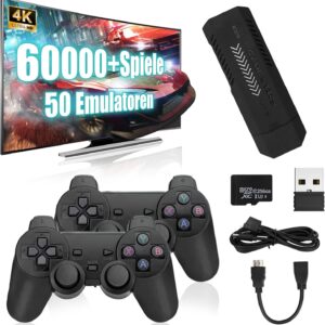 Gaming Consoles & Controllers – X2 Plus Retro Emulator Console 4K, Game Stick with 256G Storage Space 60,000+ Game Classic 50+ Emulators, Plug & Play with 2 x 2.4G Wireless Controllers for Screens