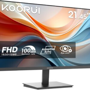 Gaming PC & Gaming Monitors – KOORUI E2212F 21.45 Inch Monitor, FHD 1920 x 1080 100Hz PC Monitor, Adaptive Sync HDMI 1.4, Eye Care Screen, -5° to 15° Tilt, VESA 100 x 100 mm