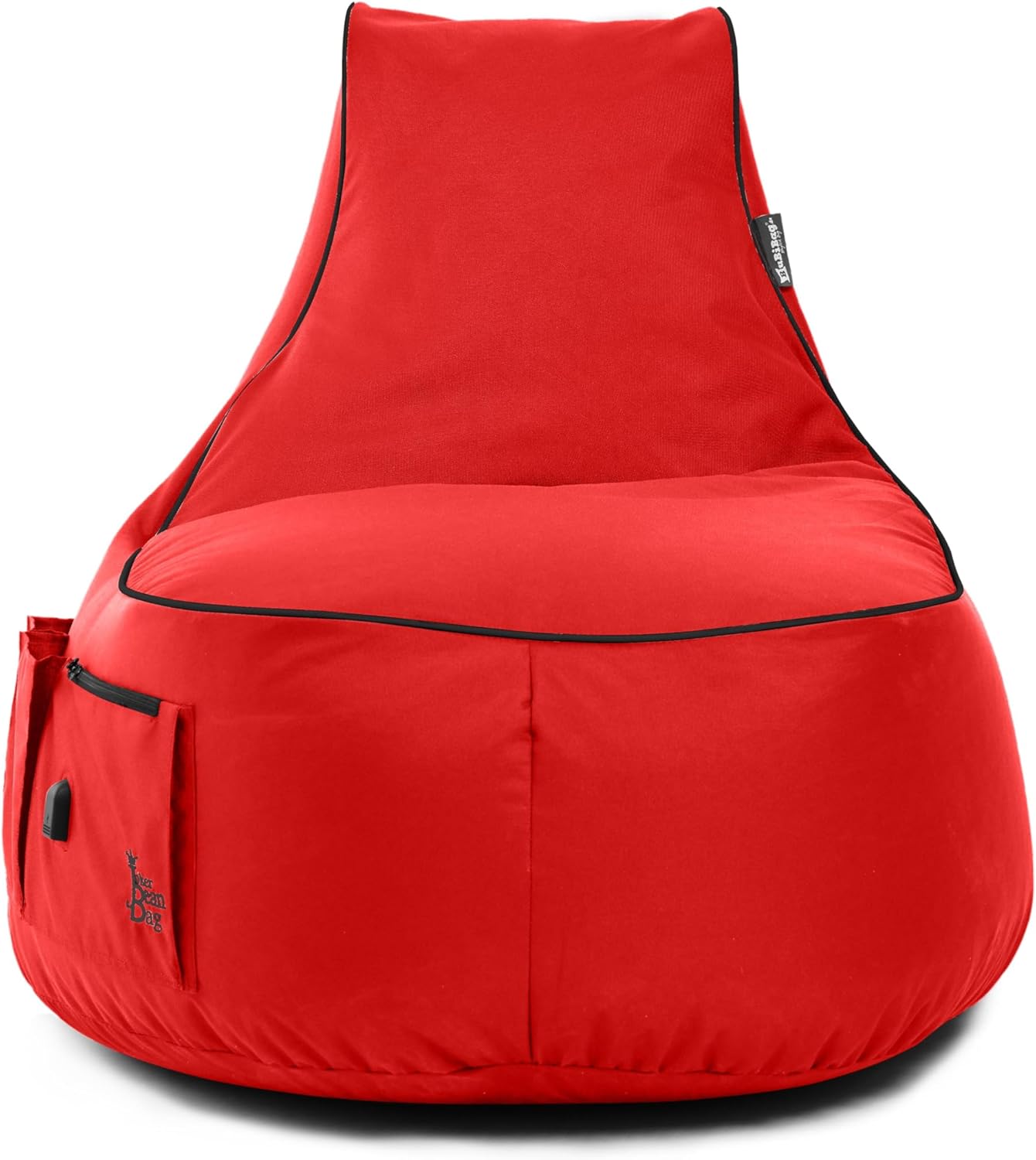 Gaming Chairs - BuBiBag Gaming Bean Bag for Gaming with Connection and Pockets, Holder, Gamer Chair for Children and Adults, Beanbag Indoor and Outdoor - JokerBag (Red)