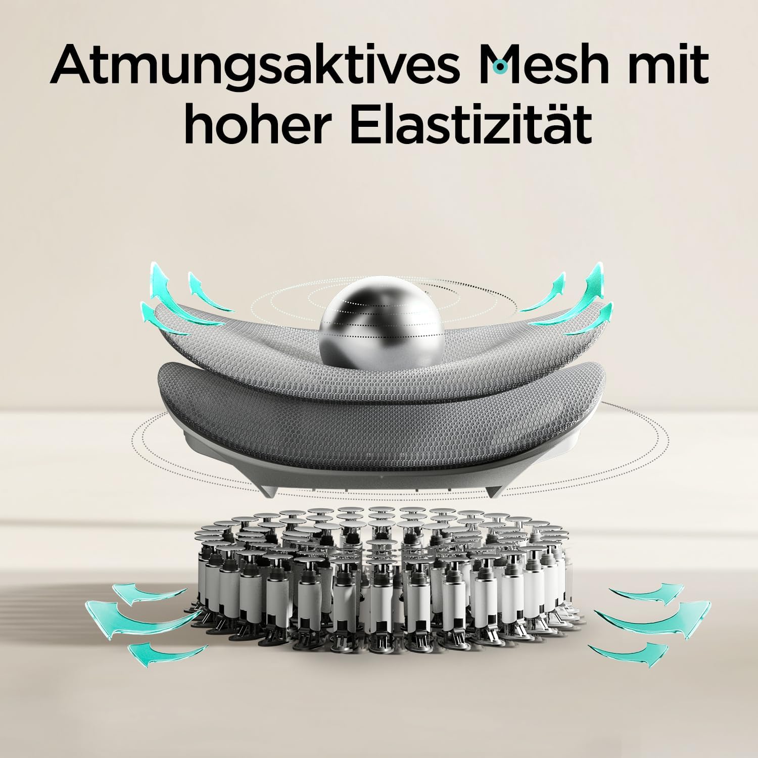 Gaming Chairs - Hbada E3 Ergonomischer Bürostuhl, Bürostuhle mit Verstellbarer Hoher Rückenlehne, Lordosenstütze, 3D Kopfstütze, 3D Armlehnen, Netzstuhl, Grau – Bild 6