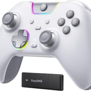 Gaming Consoles & Controllers – EasySMX X05PRO Wireless Controller PC, Gaming Controller für PC mit leise Tasten, 2-stufige Tigger, Hall Joysticks, 2 programmierbare Tasten, 1000mAh Akku, Kompatibel mit PC/Switch/Android/iOS-Weiß