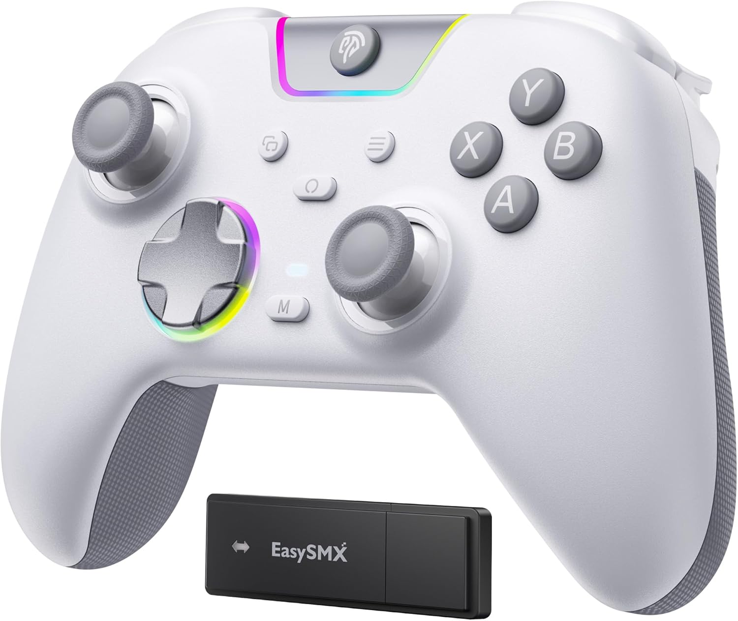Gaming Consoles & Controllers - EasySMX X05PRO Wireless Controller PC, Gaming Controller für PC mit leise Tasten, 2-stufige Tigger, Hall Joysticks, 2 programmierbare Tasten, 1000mAh Akku, Kompatibel mit PC/Switch/Android/iOS-Weiß