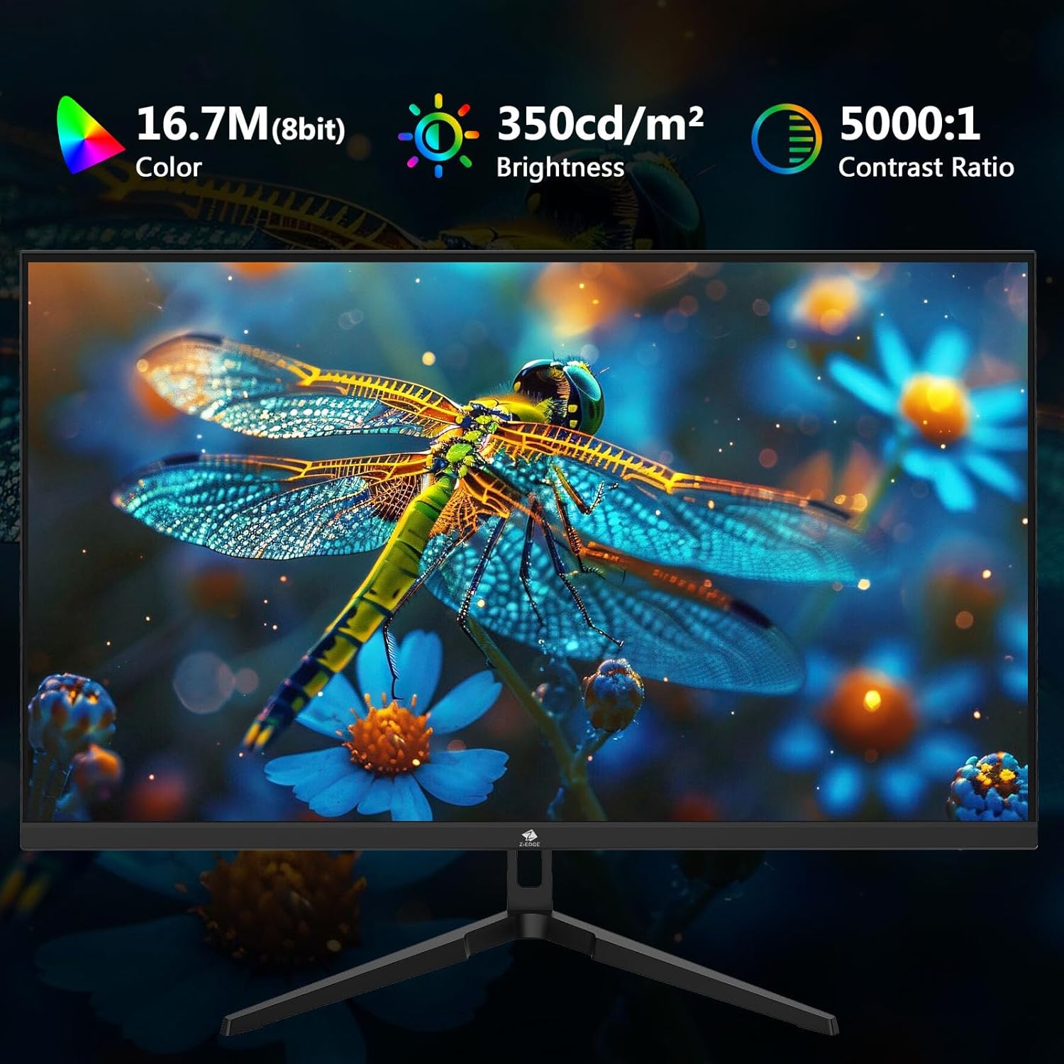 Gaming PC & Gaming Monitors - Z-Edge Gaming Monitor 24.5 Inch 240Hz 1ms MPRT Full HD 1080P 16:9 LED Screen VA Panel, 350cd/m² Brightness, FreeSync HDR10, DisplayPort1.4 & HDMI2.0, Supports VESA 100 x 100 mm – Bild 5