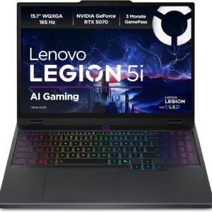 Gaming PC & Laptops – Lenovo Legion 5i 15IRX10 Gaming AI Laptop | 15.1 Inch WQXGA 165Hz OLED Display | NVIDIA GeForce RTX 5070 | Intel Core i7-13650HX | 32GB RAM | 1TB SSD | Win11 | QWERTZ | Eclipse Black | 3 Months GamePass