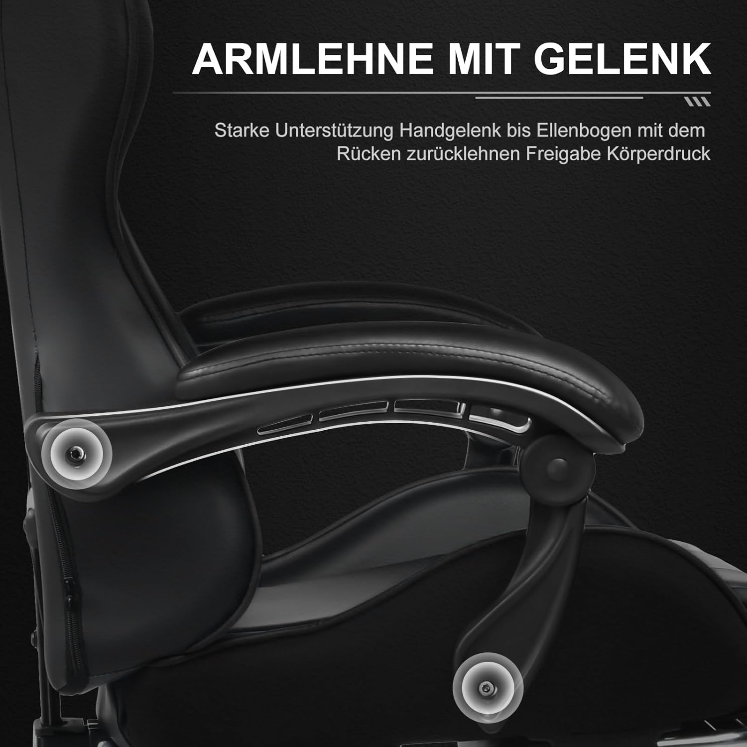 Gaming Chairs - GTPLAYER Office Chair Gaming Chair Massage Gaming Chair Ergonomic Gamer Chair with Footrest Headrest Massage Lumbar Cushion Padded Game Chair Swivel Chair Black – Bild 5