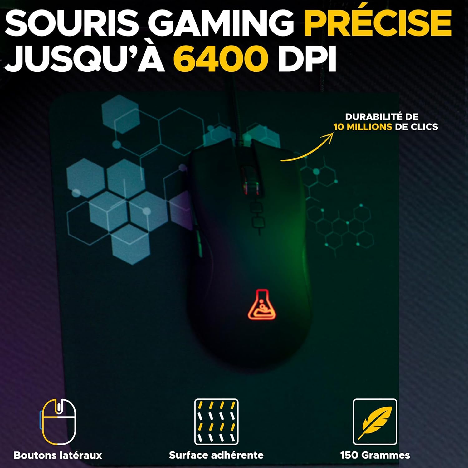 Gaming Tastatur & Maus - The G-Lab - Combo Sodium - Gaming Keyboard 4 in 1 - AZERTY USB RGB Gaming Keyboard 19 Antihosting Keys Gaming Mouse 6400 DPI Gaming Headphones & Mouse Pad - PC/PS4/PS5/Xbox – Bild 3