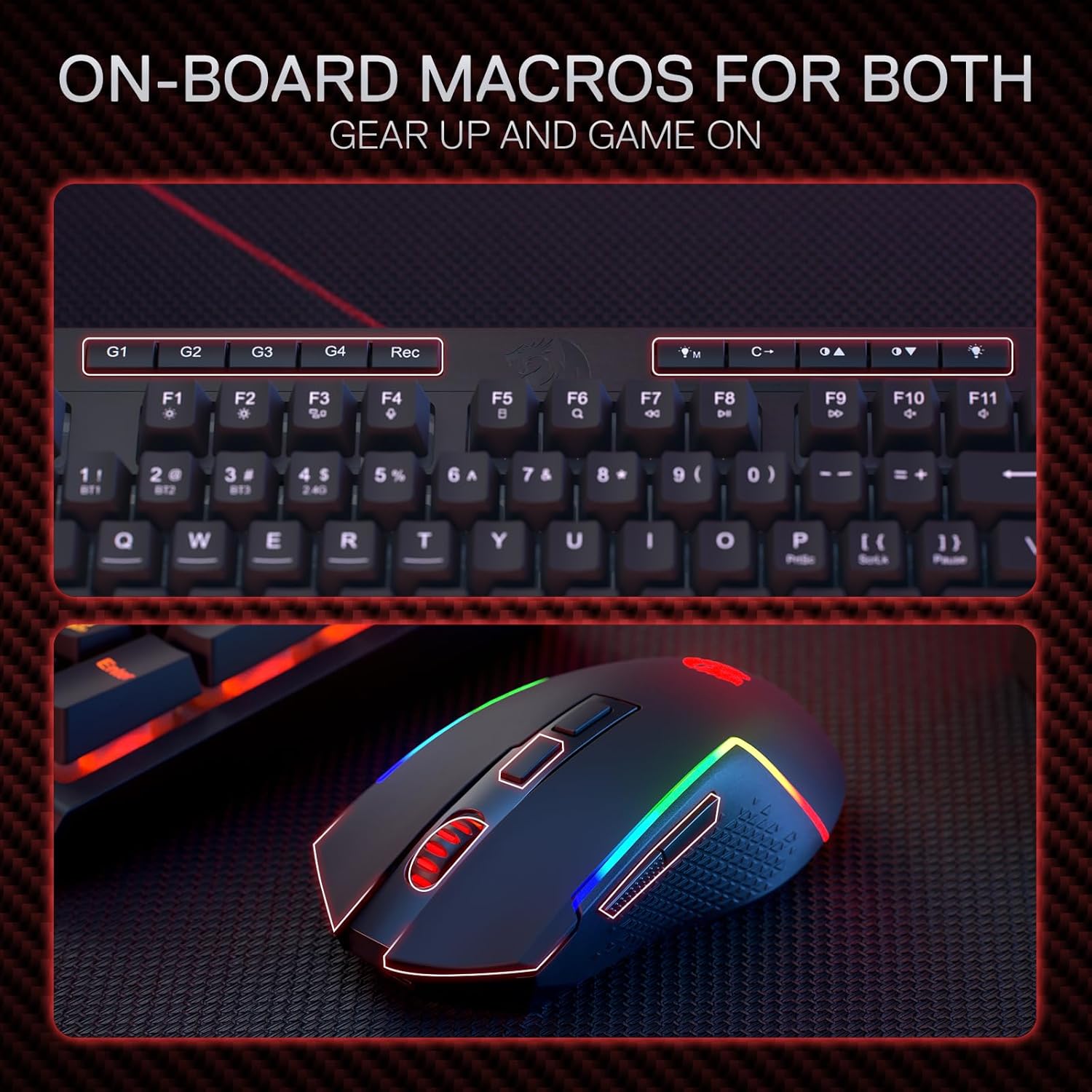 Gaming Tastatur & Maus - Redragon BS142 Wireless Gaming Keyboard and Mouse Combo - K515 PRO RGB Membrane Keyboard and M693 PRO Gaming Mouse in the Package, 98 Keys – Bild 6