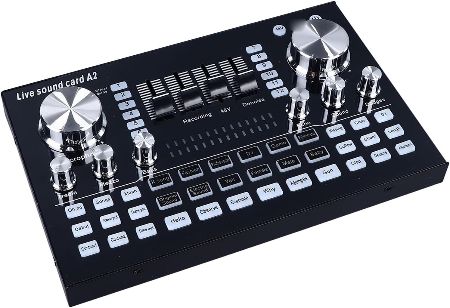 Streaming-Equipment - Dilwe Live-Soundkarte, Audio-Mixer, Leicht, Tragbar, 48 V, PC-Mobiltelefon für Streaming, Aufnahme, Studio, Outdoor-Auftritte