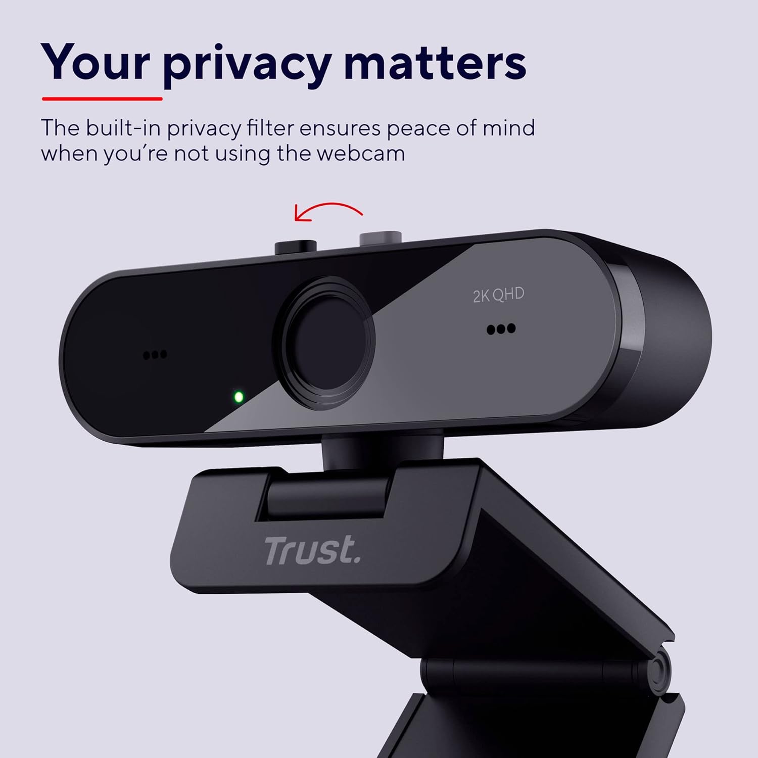 Webcam - Trust Taxon 2K QHD Webcam Made of 85% Recycled Plastic, 2560 x 1440p USB Camera PC with Cover, Auto Focus, Wide Angle, 2 Microphones, Video Camera for Conferences, Video Calls, Skype, Teams, Zoom – Bild 5