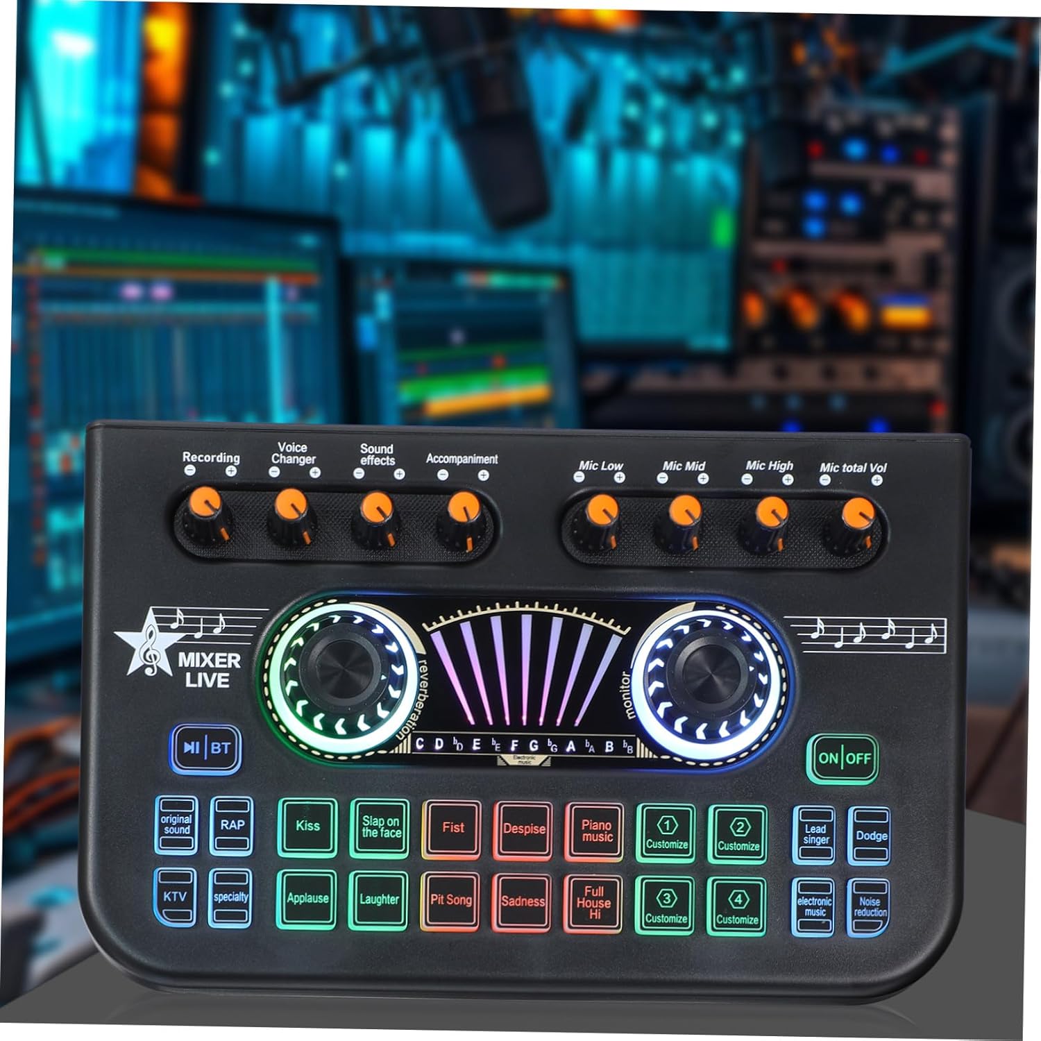 Streaming-Equipment - Kisangel Professional Podcast Equipment Sturdy Plastic Metal Housing Versatile DJ Mixer Soundboard Clear Studio Microphone Live Sound Card with Real-time Monitoring for Streaming – Bild 5