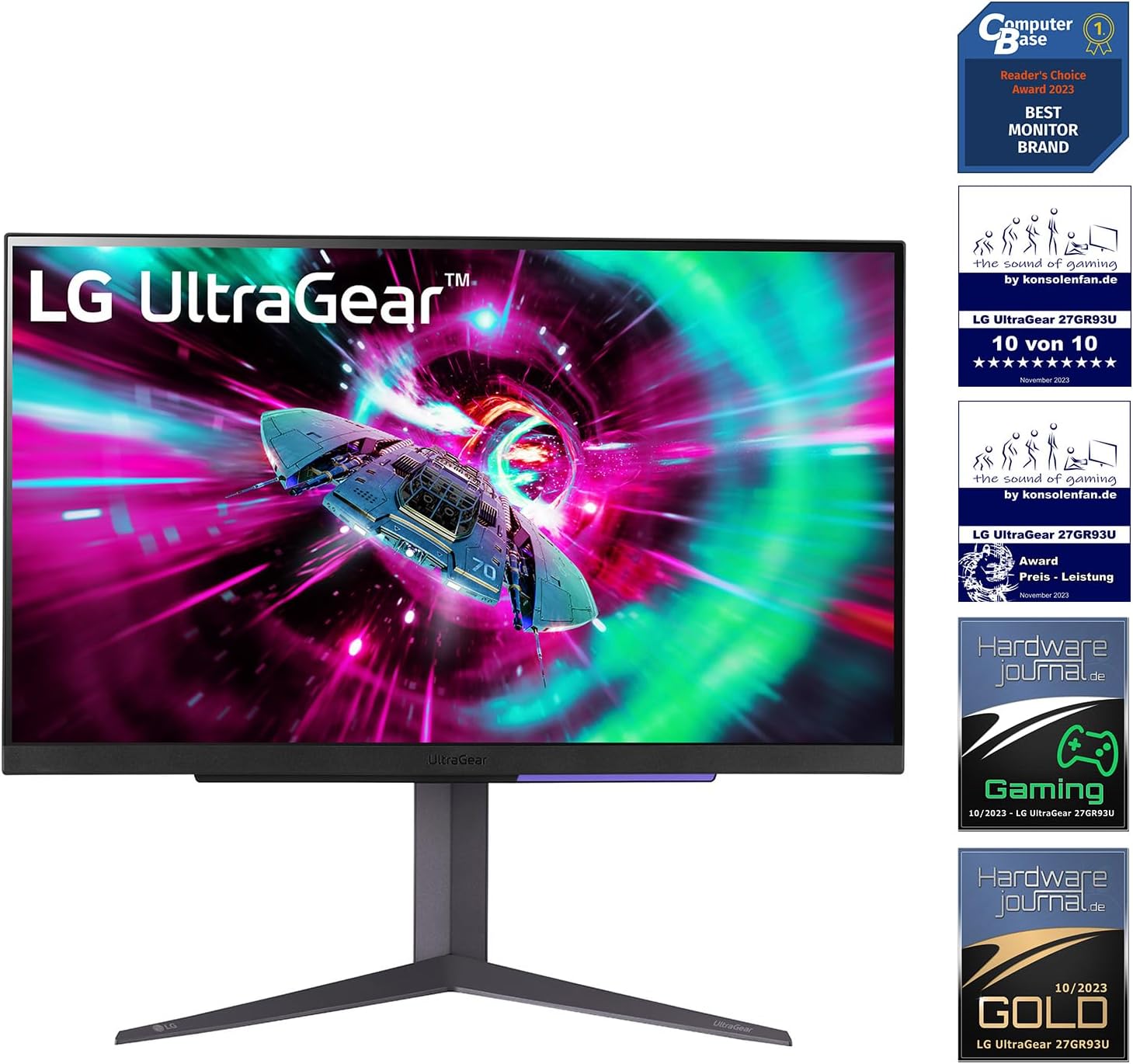 Gaming PC & Gaming Monitors - LG Ultragear 16:9 UHD Gaming Monitor, 27GR93U-B, 68.5 cm, IPS Display, HDR10, AMD FreeSync, Grey/Black – Bild 2