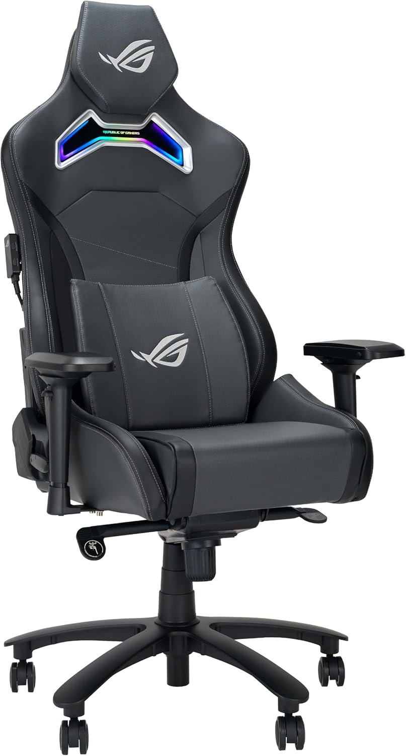 Gaming Chairs - ASUS ROG Chariot X Gaming Chair (Aura RGB Lighting, 4D Armrests, Memory Foam, Premium PU Leather, One-Touch Controller) Grey – Bild 2