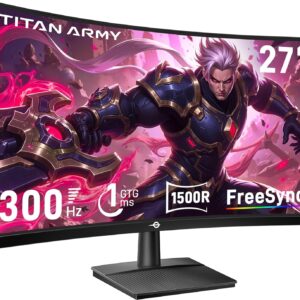 Gaming PC & Gaming Monitors – TITAN ARMY 27 Inch Curved Gaming Monitor, 300Hz 280hz 240hz, 1ms MPRT Full HD 1500R Fast VA Screen, FreeSync Premium (1920×1080), HDR10, VESA 100×100, HDMI 2.0 & DisplayPort 1.4, C27A1H