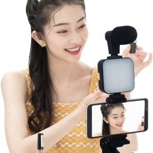 Streaming-Equipment – Generisch Smartphone-Vlogging-Kit – Videoaufzeichnungsset, LED-Licht, hochwertiges Mikrofon, stabile Stativhalterung | Tragbare Streaming-Ausrüstung für Influencer, Filmemacher und Content-Erstel