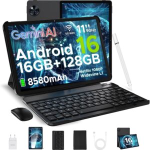 Gaming Tastatur & Maus – DOOGEE U11 Android 16 AI Tablet 11 Inch, 16GB+128GB (2TB TF) Gaming Tablets, T7200 Octa Core, 8580mAh, Gemini AI, WiFi 5, 90Hz Display, 13MP + 5MP, Tablet with Keyboard, Mouse, Pen, Case and Screen Protector