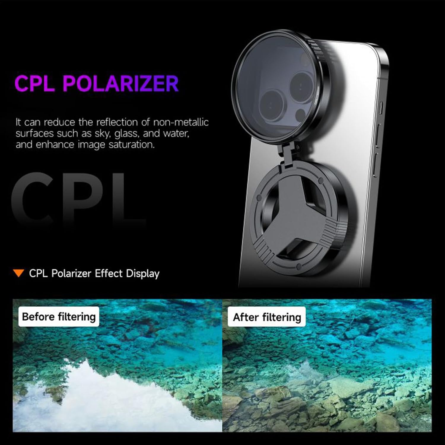 Streaming-Equipment - Zirkular-Polarisationsfilter | Magnetischer Handy-Kamera-Polarisator, Kamera-Polarisationsfilter für Abenteuer, Camping, Vlogging, Outdoor, Reisen, Live-Streaming, Videoaufnahmen – Bild 5