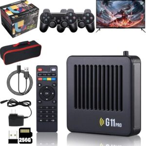 Gaming Consoles & Controllers – Retrowave G11 Pro, G11 Pro Console 256gb, G11 Pro Game Box Console, 4k 100,000, Retro Console G11 Pro, Portable Plug & Play Video Games with 4 Wireless Dual Controllers (64g with 2 Handles)