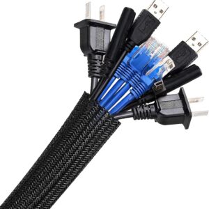 Streaming-Equipment – Agptek 3 m Cable Conduit, 12–20 mm Self-Closing Cable Duct, Flexible Woven Cable Sheath, Cable Management for Desk, TV, Computer, PC, Cable Protection for Dogs, Cats, Black