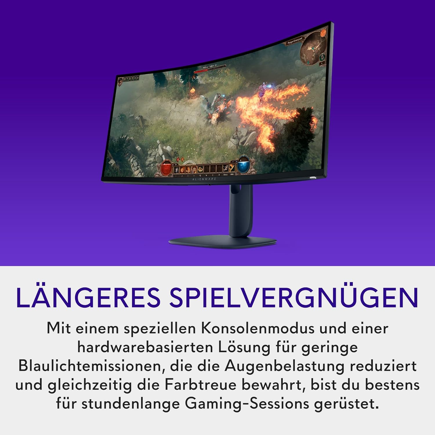 Streaming-Equipment - Alienware 34 Gaming Monitor - AW3425DWM, WQHD (3440x1440), 21:9 1500R Curved, 180Hz, VA, 1ms, AMD FreeSync Premium, VESA AdaptiveSync, 95% DCI-P3, HDR400, DisplayPort, 2 HDMI, 3 USB, 3 Year Warranty – Bild 4
