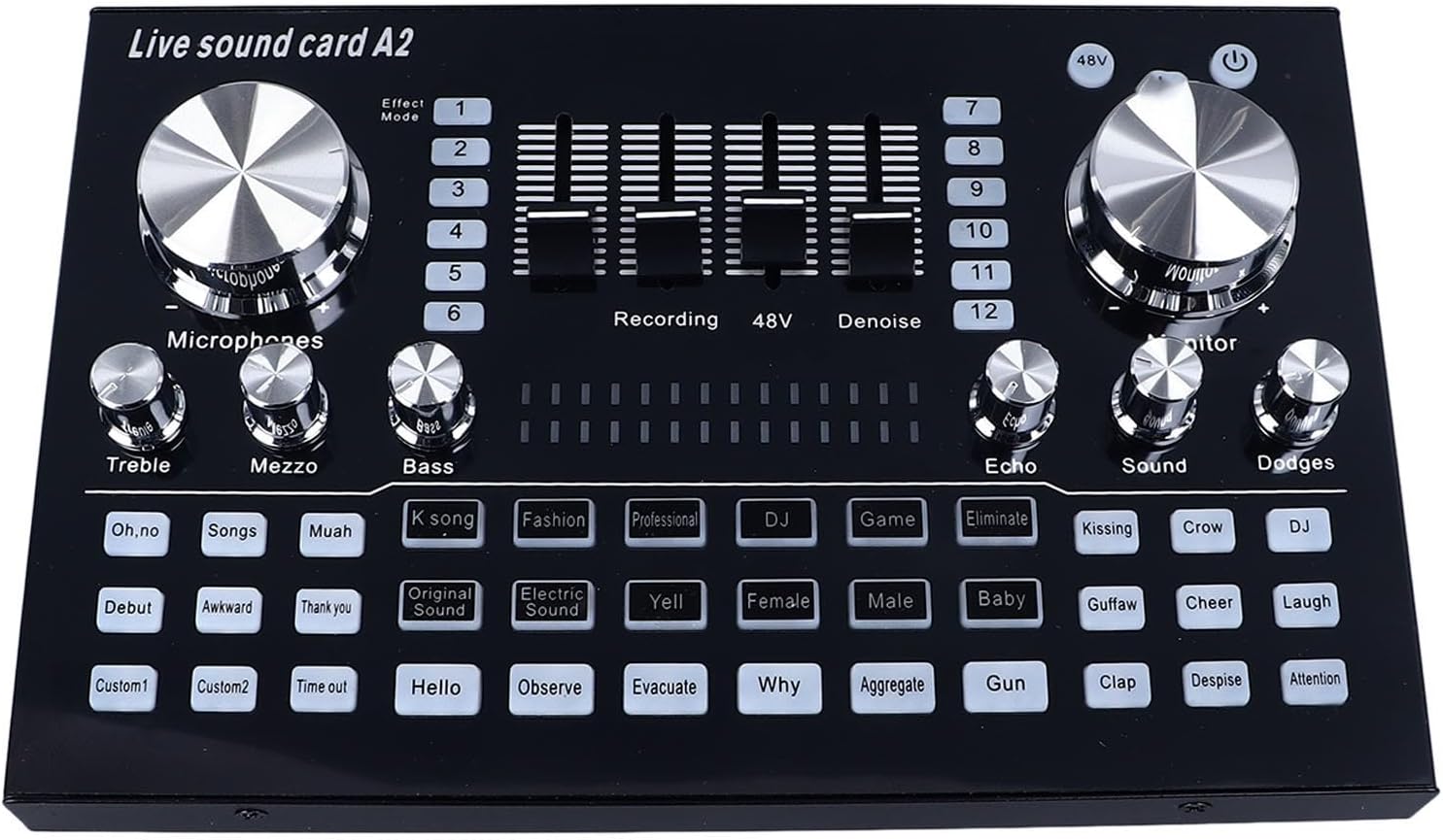 Streaming-Equipment - Dilwe Live-Soundkarte, Audio-Mixer, Leicht, Tragbar, 48 V, PC-Mobiltelefon für Streaming, Aufnahme, Studio, Outdoor-Auftritte – Bild 4