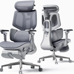 Gaming Chairs – Hbada X7 Intelligent Ergonomic Office Chair with Fully Automatic Lumbar Support, 4D Adjustable Headrest, 720° Adjustable Armrests, Vented Seat Cushion, Swivel Function, Grey