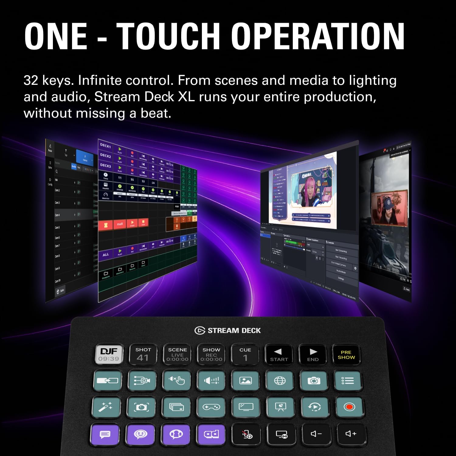 Streaming-Equipment - Elgato Stream Deck XL Advanced Studio Controller, 32 Macro Keys Triggering Action in Apps and Software such as OBS, Twitch, YouTube and Others, for Mac and PC – Bild 4