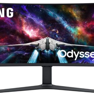 Gaming PC & Gaming Monitors – Samsung Odyssey Neo G95NC Curved Gaming Monitor, 57 Inches, VA Panel, 7680 x 2160 Pixels, Quantum Mini LED, Freesync Premium Pro, Refresh Rate 240 Hz, Response Time 1 ms (G/G), White